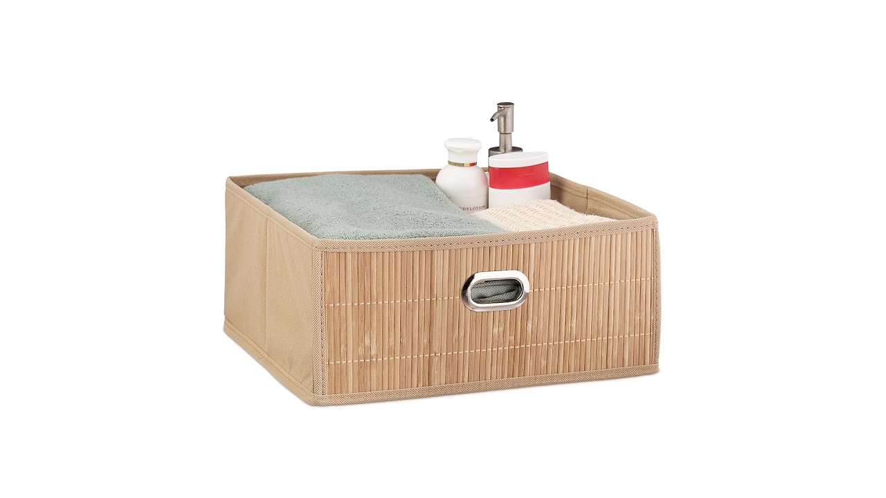 1x Contenitore Portaoggetti In Bambù, Scatola Da Bagno Quadrato, HLP 31 X 31 X 31 Cm Pieghevole Grigio 85214288