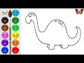 Как нарисовать ДИНОЗАВРА /  мультик раскраска ДИНОЗАВР  для детей / Раскраски малышам