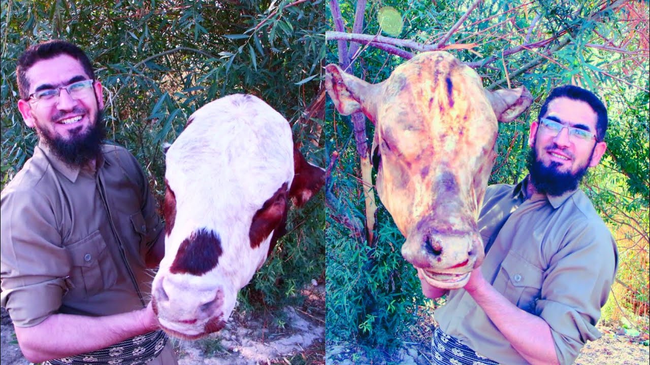 طبخ راس العجل| اسهل طريقة تنظيف وطبخ راس العجل| باجة عراقية - YouTube