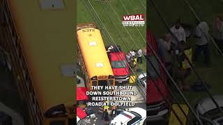 Baltimore County school bus and pickup truck collide in Owings Mills