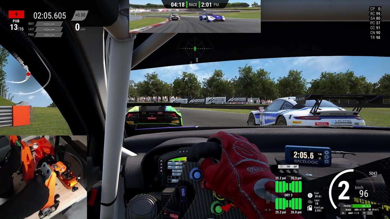 3d printed sim racing pedal demo ACC - 3 wide 🎦