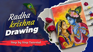 Easy Radhakrishna Drawing for Beginners | Lord Shree Radhakrishna Drawing step by step colour 