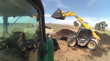 Spreading Compost - John Deere 7430, Marshall 880T Speader, JCB Telehandler