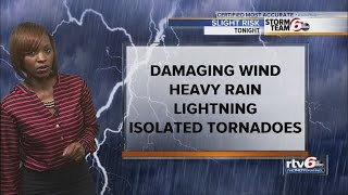 Severe storms roll into Indiana forecast tonight