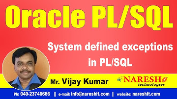 System defined exceptions in PL/SQL | Oracle PL/SQL Tutorial Videos | Mr.Vijay Kumar