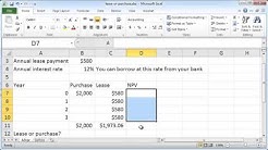 Excel 2010: Buy versus lease calculation 