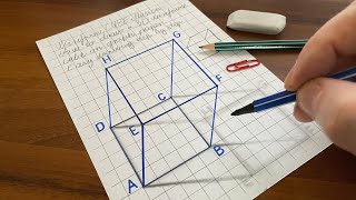 Easy Wireframe Cube Illusion - How to Draw 3D Wireframe Cube on Graph Paper