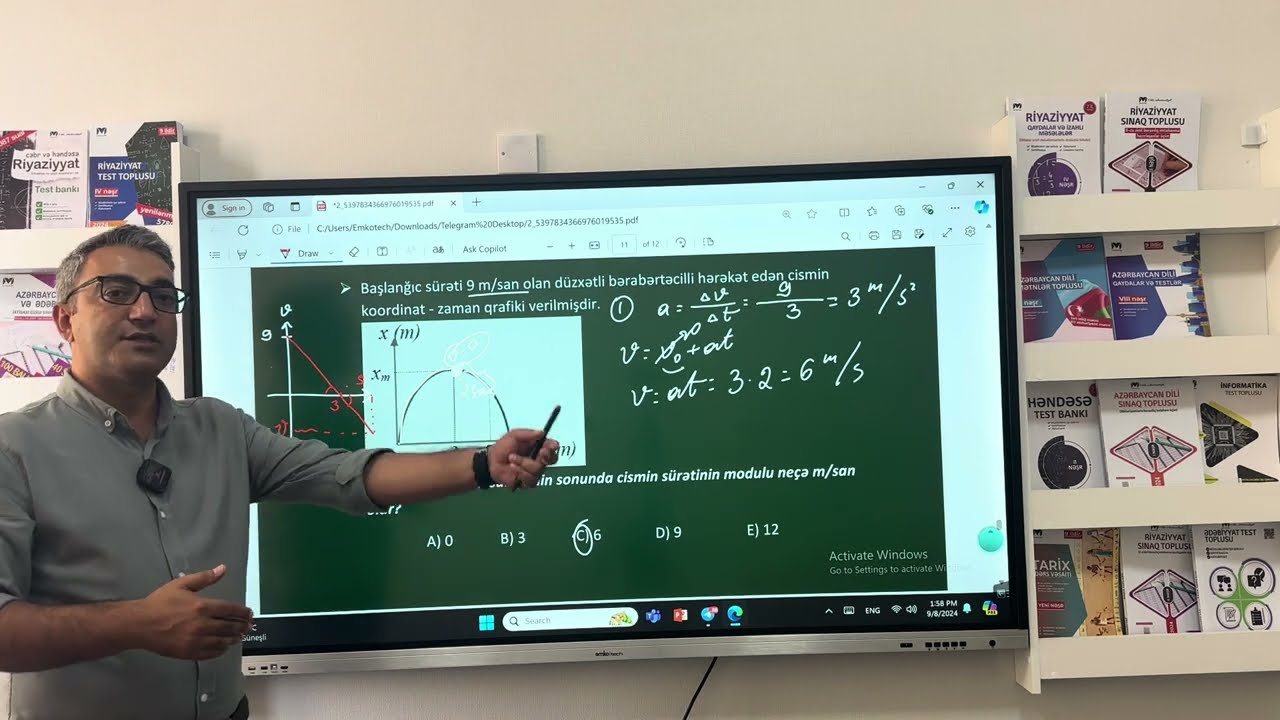 Düzxətli bərabərsürətli və dəyişənsürətli hərəkət 3️⃣| Amil muellim #miq #sertifikasiya  #mhm