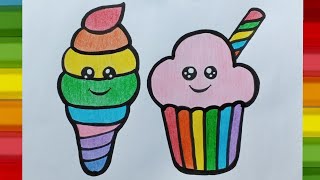 Iceream drawing|Simple drawing and colouring|Easy drawing step by step for kids