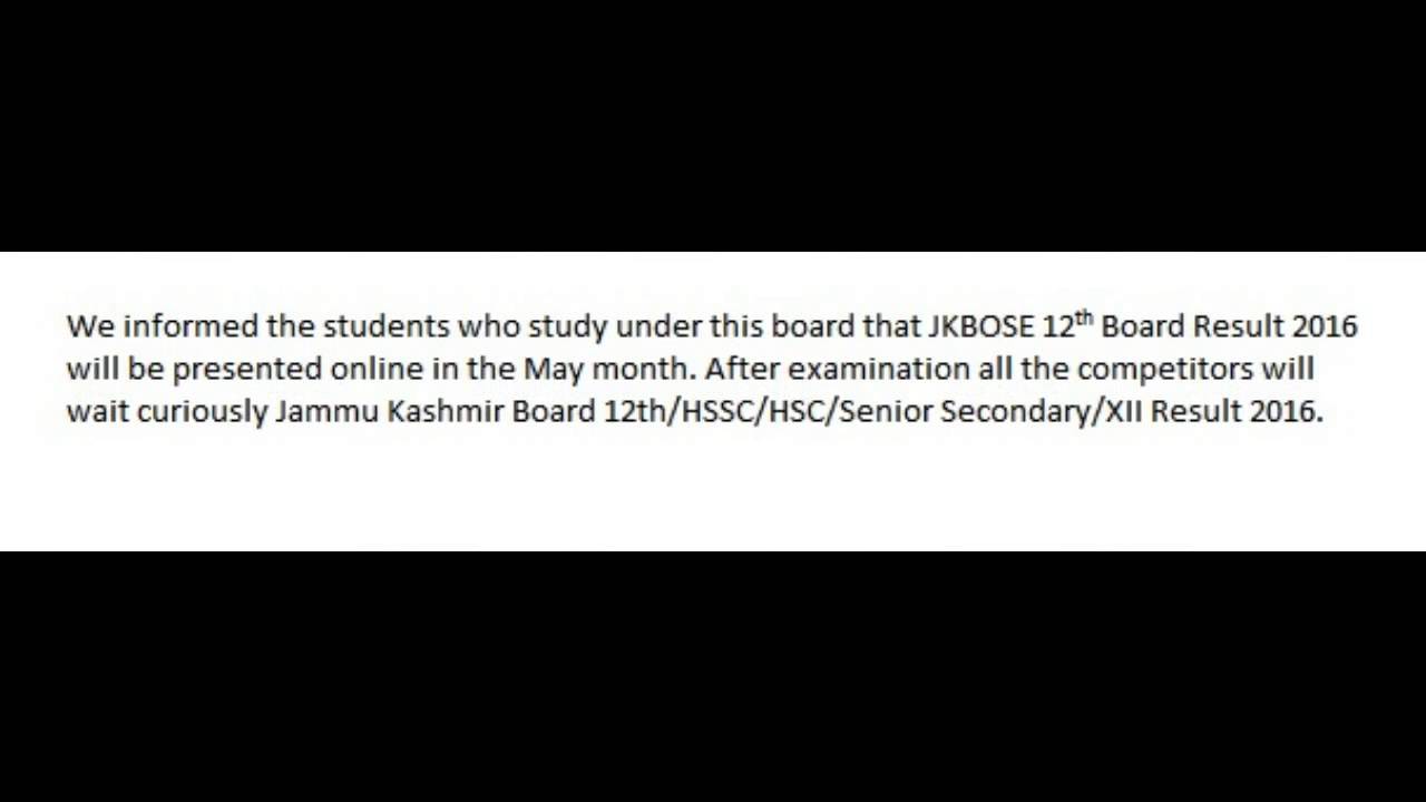 JKBOSE 10th Class Result 2016 Check JKBOSE 12th Exam Result Date 2016 Jkbose 10th class result 2016 check jkbose 12th exam result date 2016
