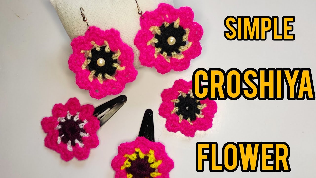 Simple Croshiya Flower/ Croshiya Flower Earrings tutorial in Malayalam
