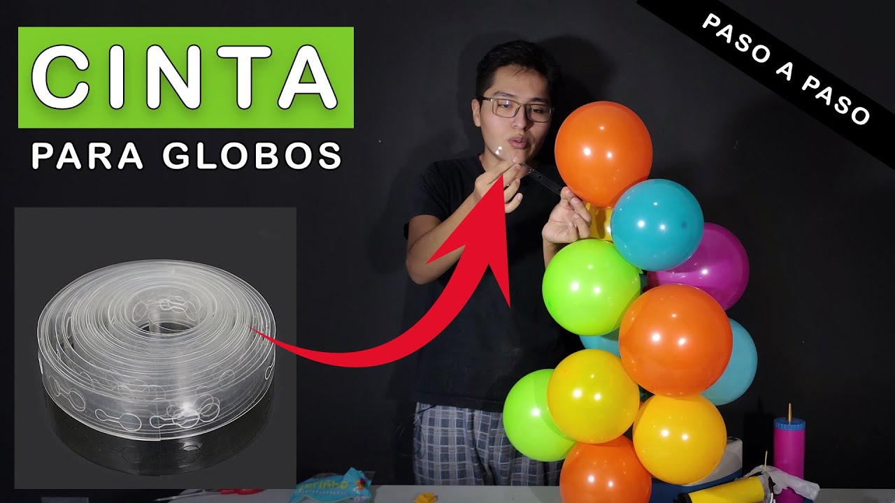 ARCO ORGANICO DE GLOBOS (cinta para arco de globos) como hacer un arco de  globos y cinta 