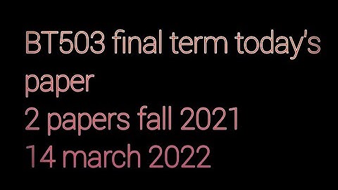 BIO503 today paper final term fall 2021
