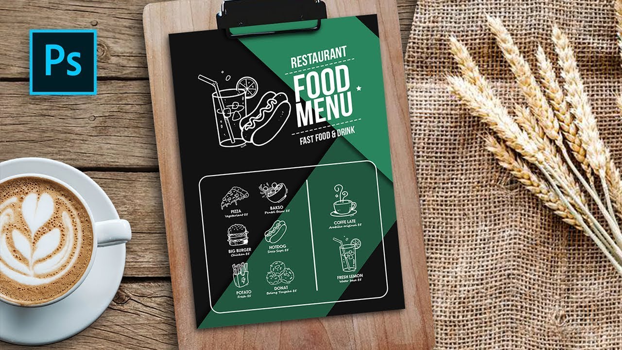 Cara Desain  Menu  Makanan Simpel Hand Drawn Food  Menu  