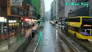 Heavy Rain Enjoying The Tram Ride || Wan Chai to North Point Tram Ride City Train || RA QUEL VLOG 