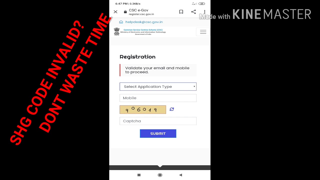 Csc Registration Shg Invalid Code Youtube