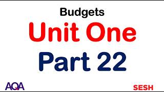 1.4: Budgets - AQA A Level Business (new 2026 spec) - Unit 1 Part 22