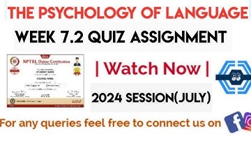 The Psychology Of Language Week 7.2 Quiz Assignment Solution | NPTEL 2024(July) |