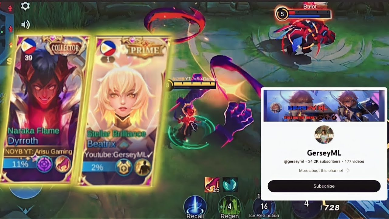 FINALLY MY DYRROTH MEET GERSEY ( one of the beatrix god ) - mlbb - YouTube