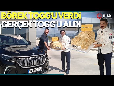 Rekortmen Börekçi Togg'unu Teslim Almaya Börekle Gitti