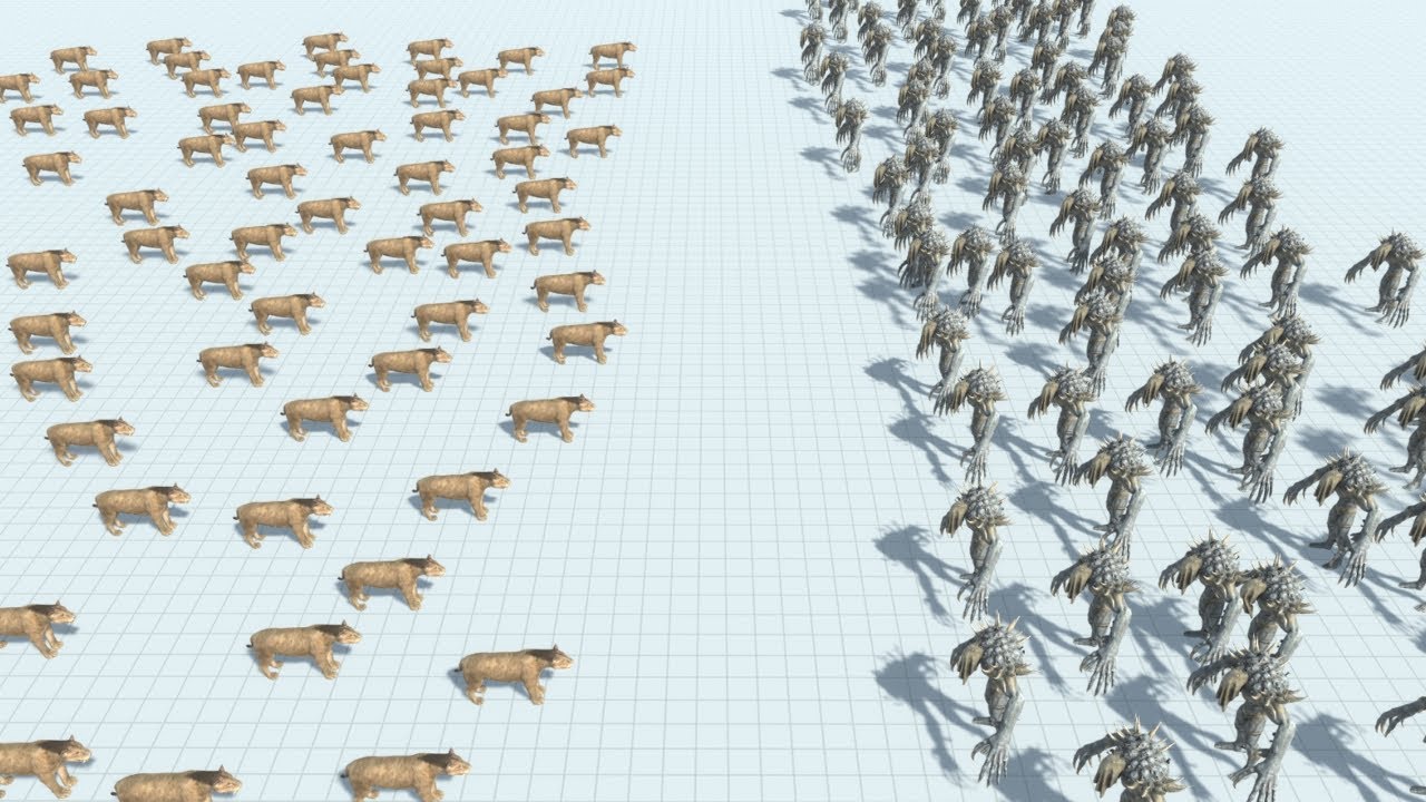 100 Smilodon Army vs 100 Infernals Army ARBS Animal Revolt Battle Simulator