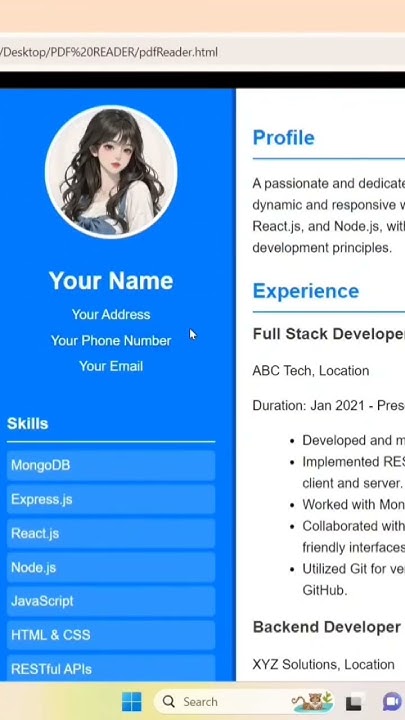 RESUME USING HTML AND CSS | Resume Builder Web Application Project ...