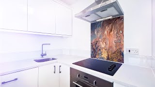 Copper Marble Printed Glass Kitchen Splashback | Express Glass Warehouse