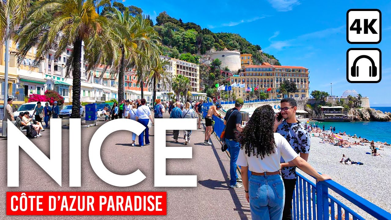Nice, فرنسا | Fontaine du Soleil | جولة مشي تاريخية 4K