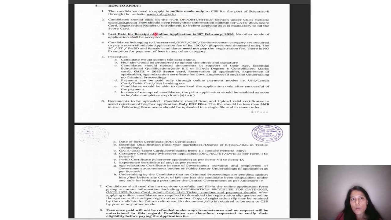 Central Silk Board (CSB) Scientist-B Online Form 2026