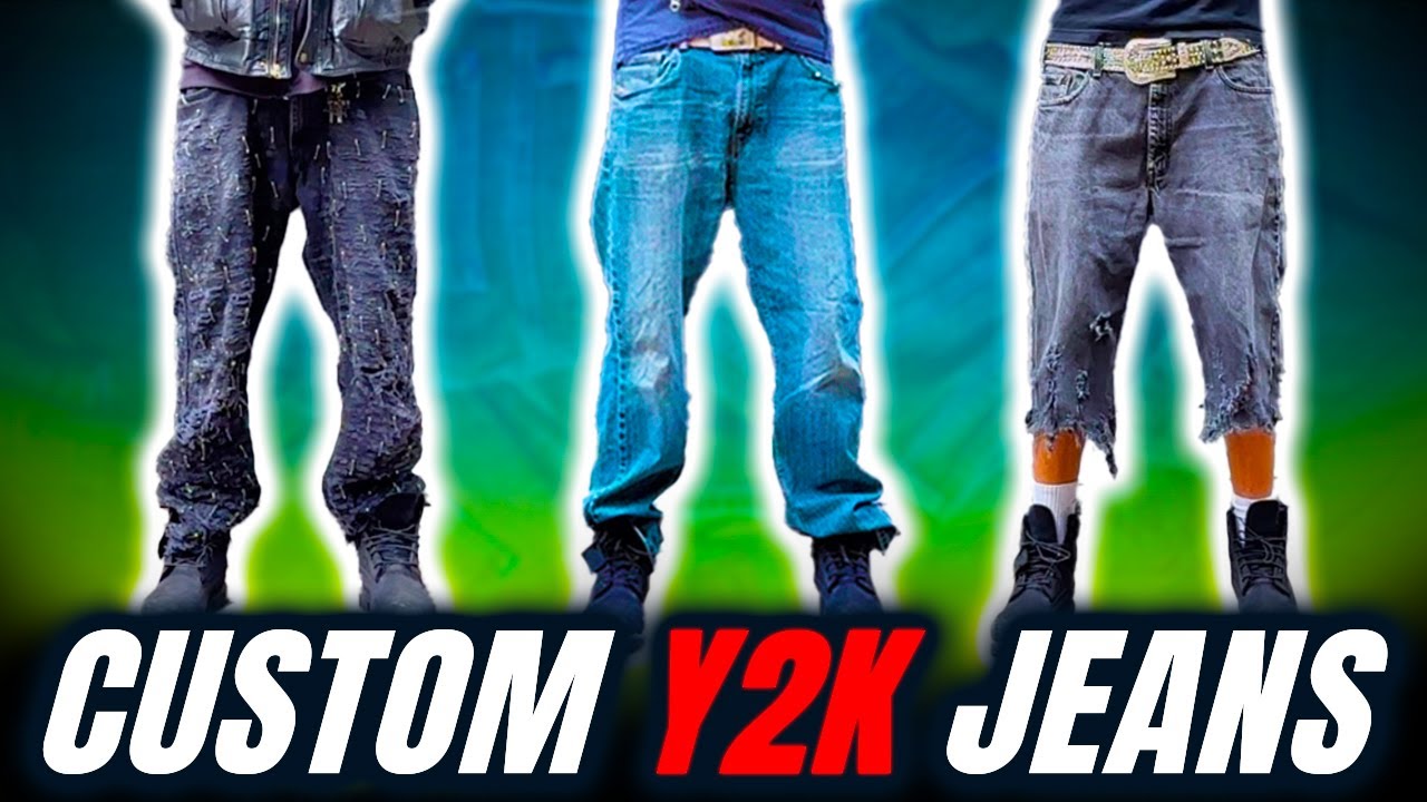 turning BORING JEANS into Y2K GRAILS - YouTube