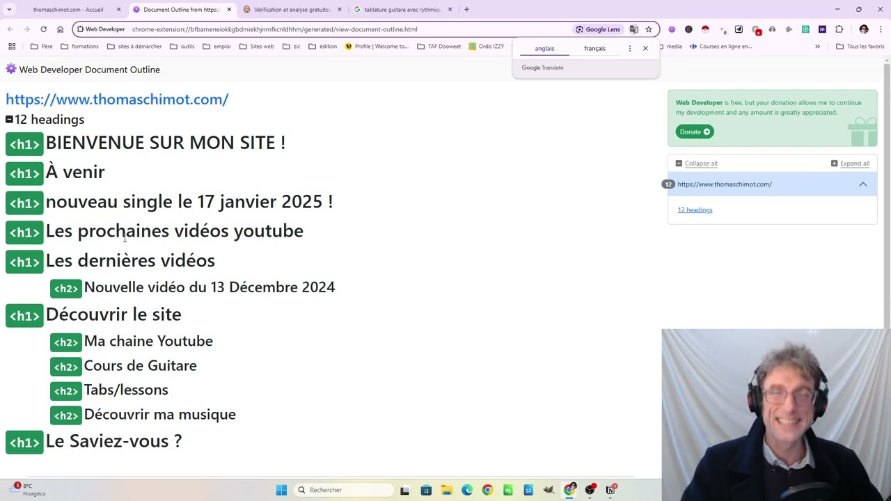 Audit SEO du site de guitariste Chimot