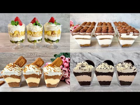 4 Easy NO BAKE Dessert Cup Recipes. No Eggs, No Gelatine, No Alcohol!