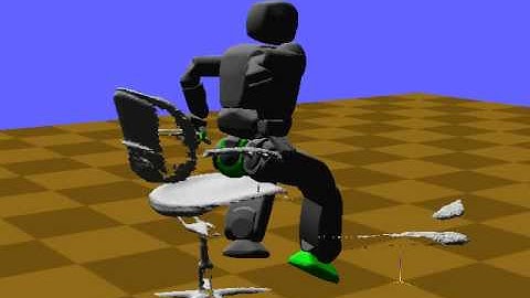 Simulated Hubo robot sitting in a chair sensed by a Kinect