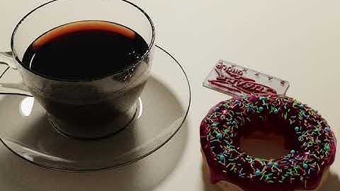 Blender animation of Doughnut & Coffee-cup at ambiance of a restaurant