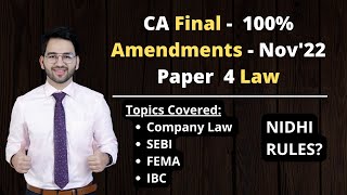 CA Final Law Paper 4 RTP All Amendments Nov'22 Shubham Singhal ICAI |  Nidhi Amendment Rules | SEBI