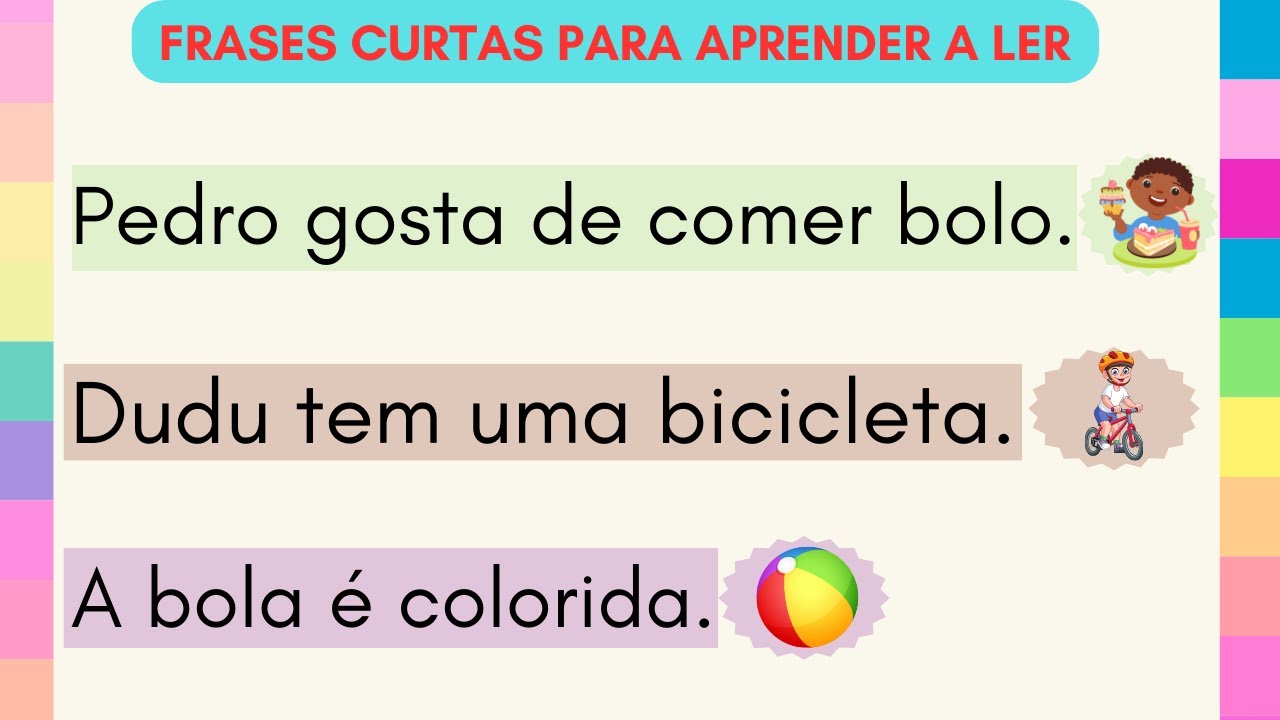 Frases curtas para aprender a ler - Educação - Ensinando meu filho ...