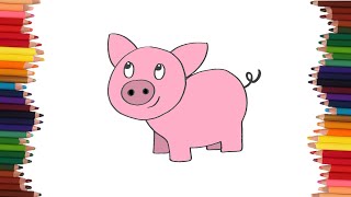 Como dibujar un Cerdo | Cómo dibujar Animales para niños