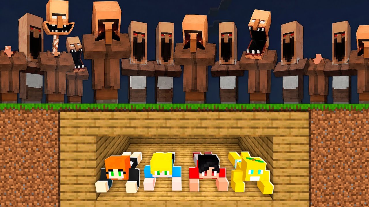 Construí um BUNKER SECRETO vs. Villagers Assustadores!