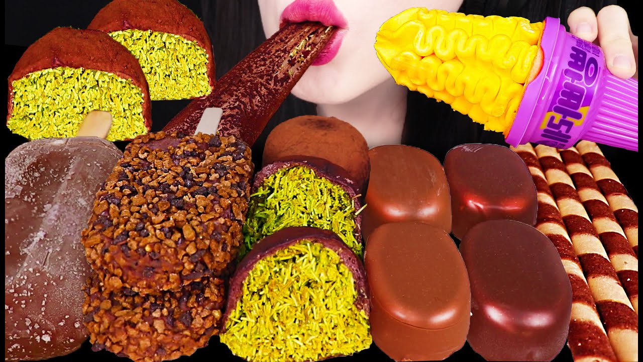 ASMR DUBAI CHOCOLATE DESSERT ICE CREAM 두바이 쫀득 쿠키 먹방 Mukbang, Eating