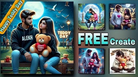 Create 3D Ai Happy Teddy Day couples name images | Bing image creator tutorial FREE | Bing Ai