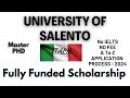 How to apply university of salento  scholarships no application fee no ielts  apply online 