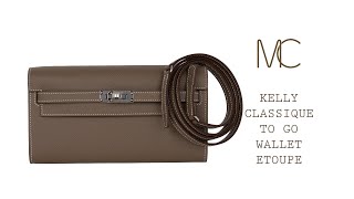 HERMES Classique Kelly To Go Etoupe Chèvre Mysore GHW Z - Timeless Luxuries