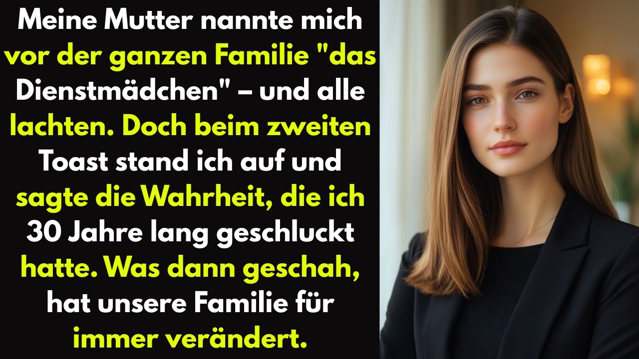 Meine Mutter stand auf, klopfte mit einer Gabel an ihr Glas und sagte vor aller Verwandtschaft: „Eine Tochter ist Ärztin. Die andere ist eine Magt.“ Und alle lachten. 14 Leute lachten mit ihr. Ich...