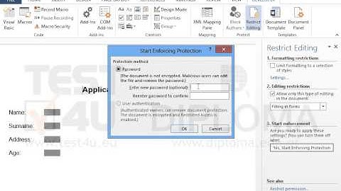 Protect the forms of the document using cert4u as password.