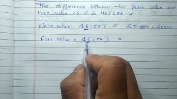 The difference between the place value and face value of6 in 461503