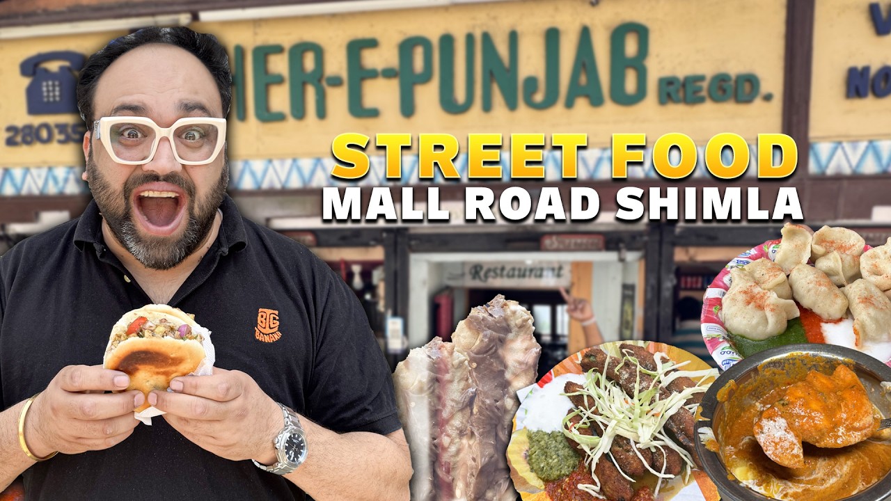 Street Food SHIMLA MALLROAD | Bun Chole, Krishna Bakery Kurkes, Momos ...