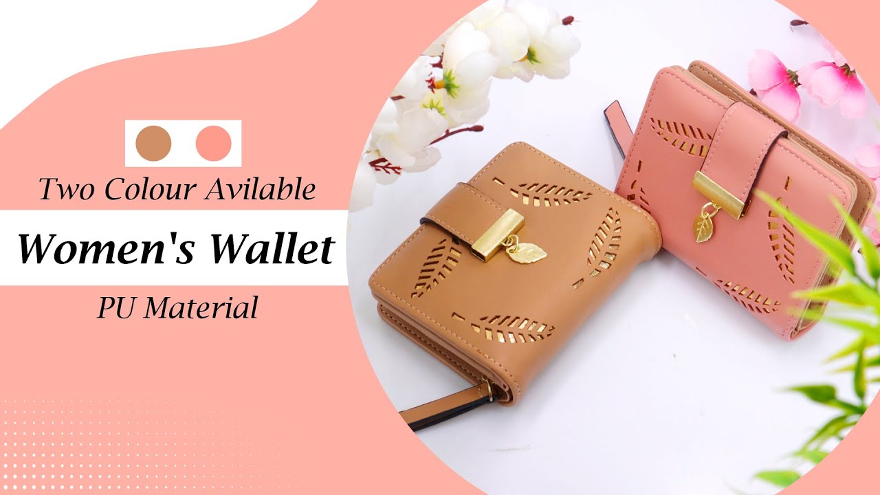 NFI Essentials Pack Of 2 Women's Clutch Wallet - Leaf Design Bi-fold Card Holder With Snap Button, Black