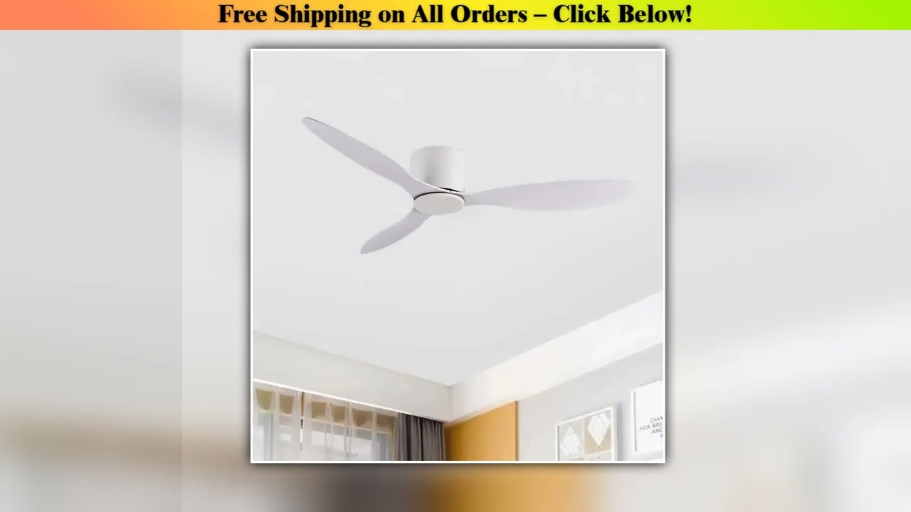 42 52 Inch Ceiling Fans No Light DC Motor Remote Control Cooling Fans Lamp Low Floor Ceiling Fan Wh