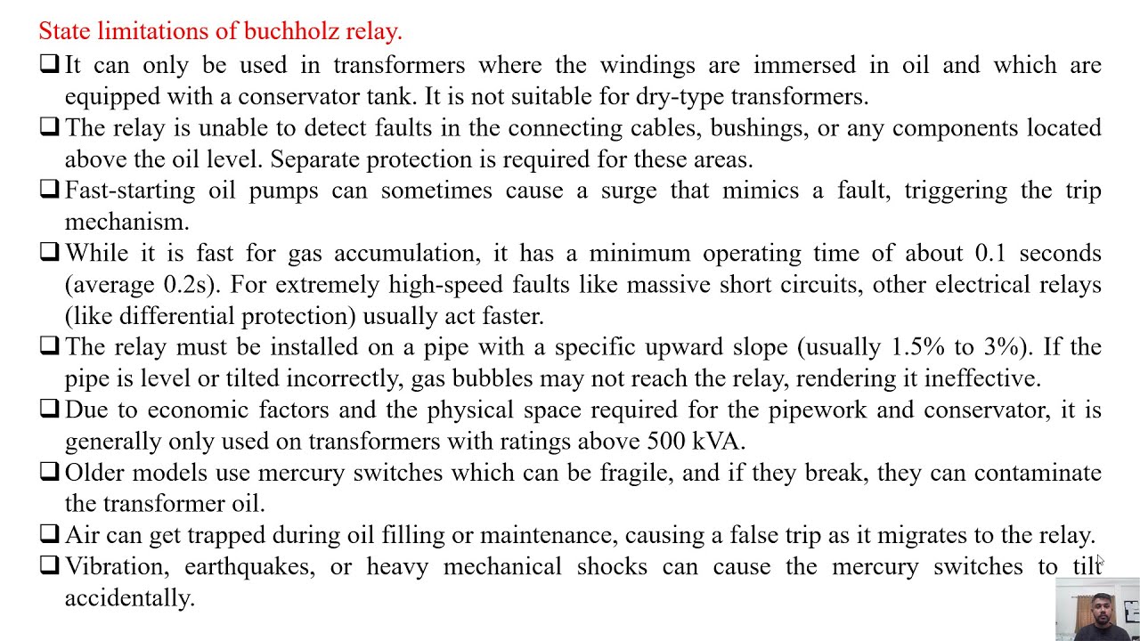 SGP Video short on State limitations of buchholz relay in English