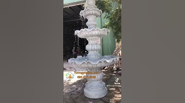 ✅ Đài Phun Nước Đá 3 Tầng cao 3m trên nền đá cẩm thạch xám đẹp hoàn thiện xong cho khách 👍